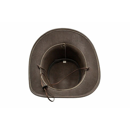 Men and Women Brown Genuine Leather Cowboy Western Hat – Classic Western Hat for Outdoor Adventures, Rodeo, Ranch, Country, Hiking, Travel, Festivals, Camping, Road Trips, Horse Riding, Costume & Halloween Parties – Styli