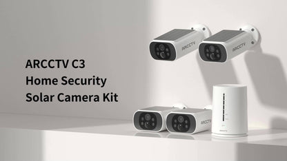 ARCCTV Cam 4-Cam Kit, Security Camera Outdoor Wireless, 2K Camera with Integrated Solar Panel, Forever Power, Smart Siren & Spotlights, 2-Way Audio, App-Controlled (Wi-Fi), 4MP Face Recognition AI, 5G & 2.4 GHz Wi-Fi, No Mont
