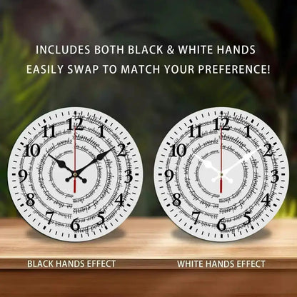 Silent Mechanical Quartz Wall Clock, Roman Numerals and Red Hands- Large Black and White Dial, Black Hands, Golden Center, Artificial Wood Round Clock, Suitable for Living Room, Kitchen, Dormitory- Manual Alarm Clock(AA Batte