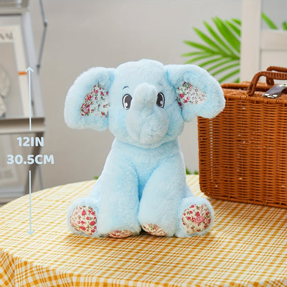 Musical Glowing Blue Elephant Plush Toy, Happy Easter Soft Elephant Plush Toy Floppy LED Stuffed Animals Lullabies Nightlight Companion For Kids, Birthday Gift For Toddlers, Adorable Playing Doll