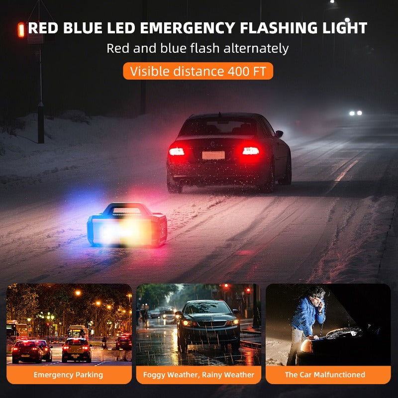 2 in 1 Car Jump Starter with Air Compror Air Iator Battery Charge Jumper Booster Power Bank Jumper Box Blue Red Emergency Alarm Flashlight