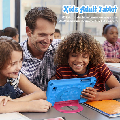 Portable 7-Inch Android 13 Kids Tablet with 32GB Storage And 4GB RAM (Expandable by 2GB), Featuring Wifi, Educational Content, Parental Controls, a Silicone Sleeve, a Quad-Core Processor, And an HD IPS Display, New for 2025,