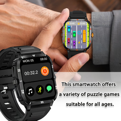 ERUN Smart Watch for Men & Women - 2.01" HD Display, Wireless, Call/Text Alerts, Music Control, Camera Remote, LED Light, Alarm Clock, Calculator, Multiple Sports Modes, Compatible with for iphone & Android, Black Sporty Desi