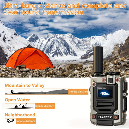 YUECENT Wireless Long-Range Global Walkie-Talkies with SIM Card, 5000km Communication Range, 2-Way Talk, USB Rechargeable, VHF Frequency, Zinc Alloy, Ideal for Outdoor Activities, Outdoor Communication | Modern Walkie Talkie
