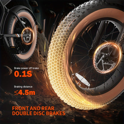 ECLIO F02 Electric Bike for Adults, 20"×4" Tire Ebike, Electric Bicycle with 48V 13Ah Removable Battery, 749W Brushless Motor, 20MPH EBike, 80-Mile Range for All Terrain, Dual Suspension and Hydraulic Brakes