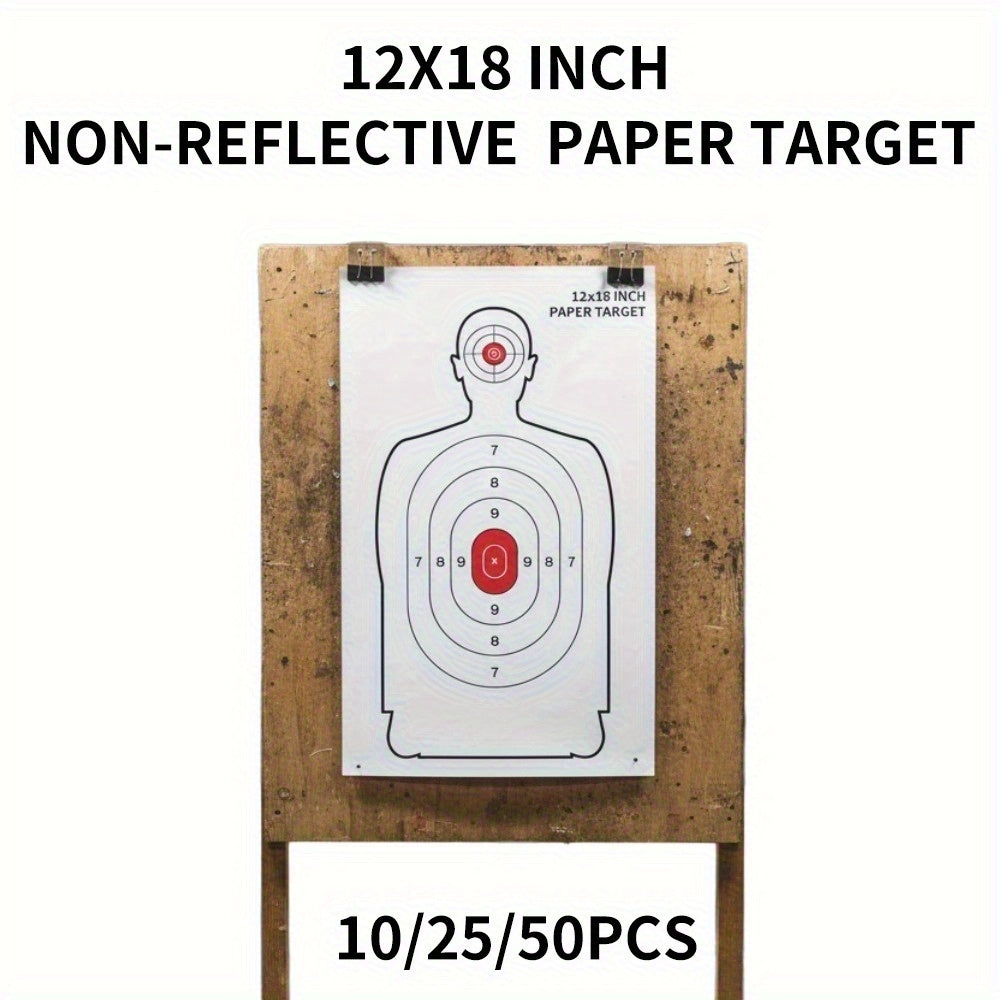 10/25/50-Pack 12×18 Inch (30.5×45.7cm) Non-Reflective Paper Target Sheets - Practice Shooting Paper for Marking and Identifying Target Positions