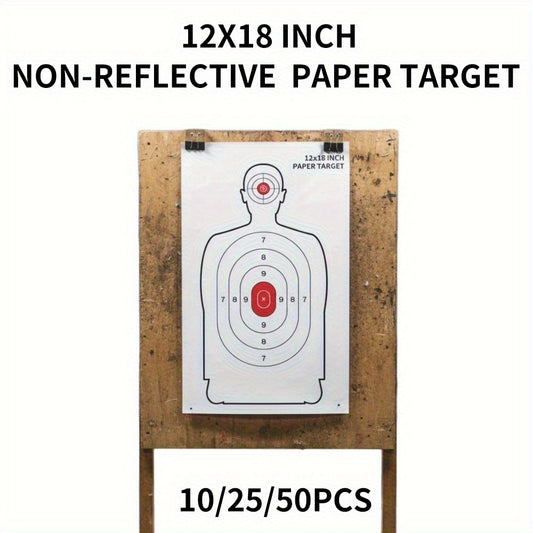 10/25/50-Pack 12×18 Inch (30.5×45.7cm) Non-Reflective Paper Target Sheets - Practice Shooting Paper for Marking and Identifying Target Positions