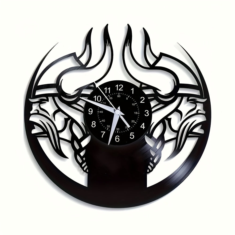 Viking Characters LED Vinyl Record Wall Clock, The Fjord Home Wall Clock Silent Clock Unique Design Wall Art Oginal Gift For Viking Fans Birthday, Halloween, Christmas, For Living Room Bedroom, Room Decor, Home Decor, Kitchen
