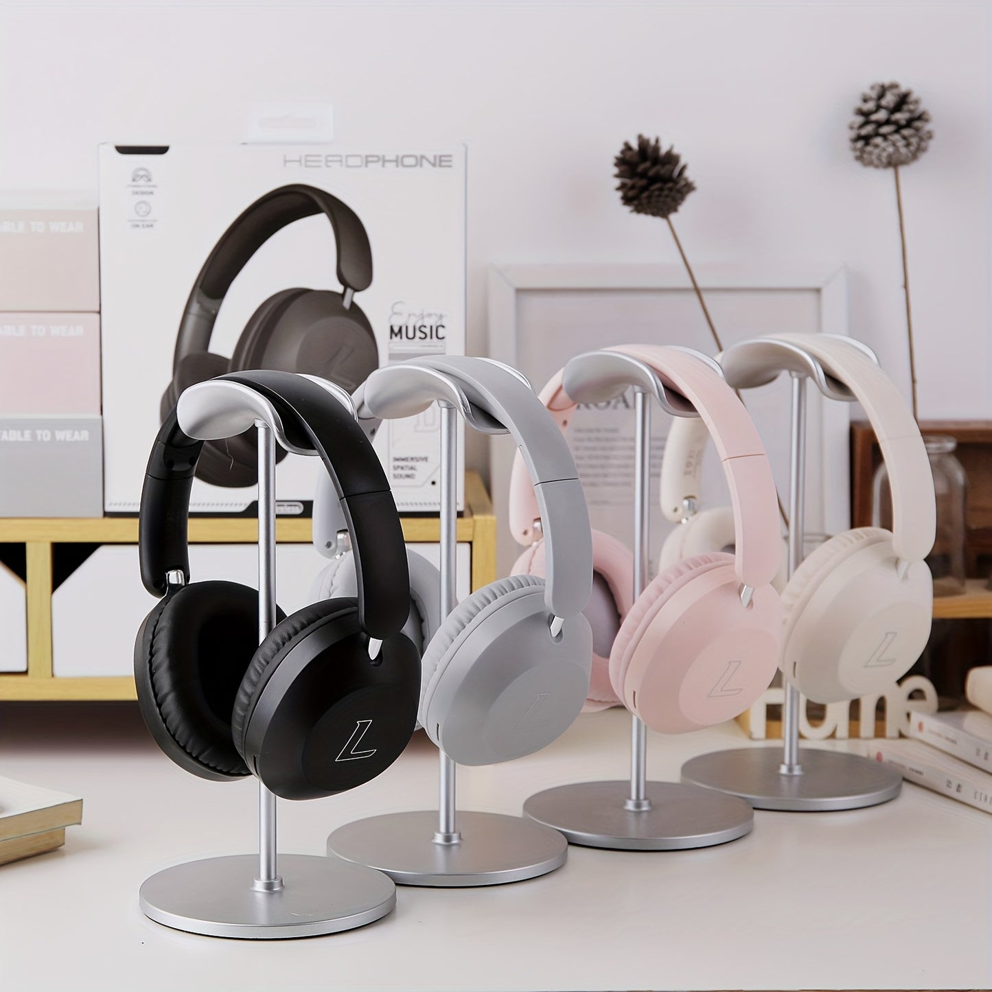 Christmas Gift Choice, 4pcs Set: Headphones/Audio Cable/Data Cable/Manual, Over-Ear Wireless Earbuds, Soft Pads, Lightweight Body for Comfort Wear All Day Long, Foldable & Adjustable Design with Portability Ideal for Travelin