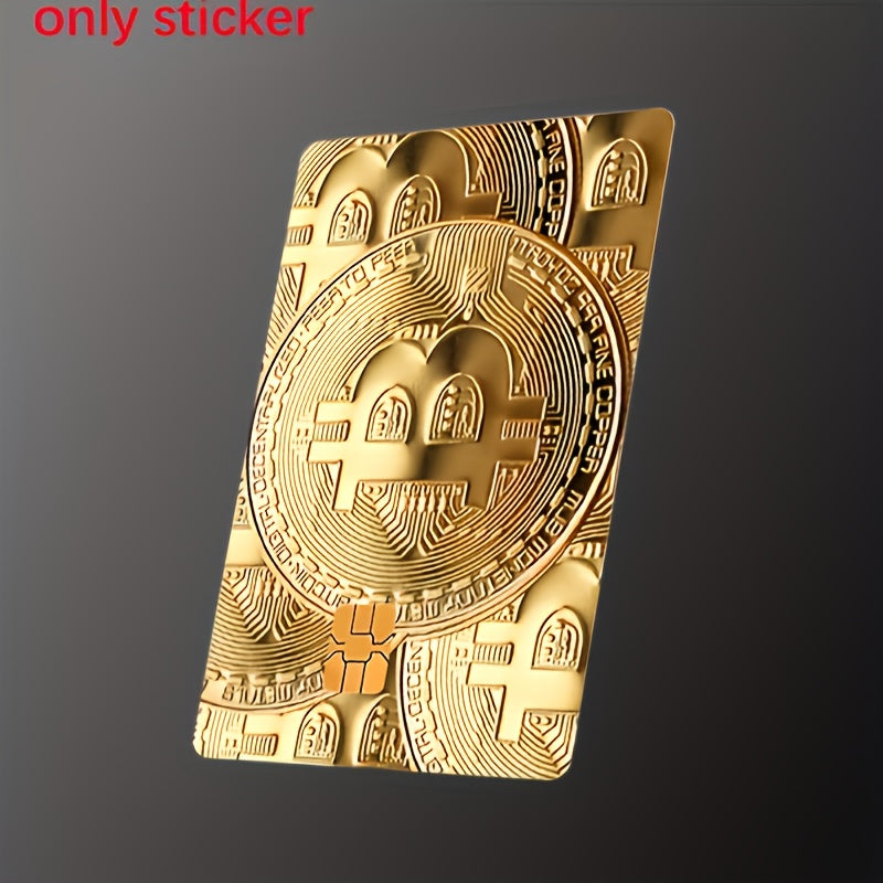 Golden Bitcoin Eye-Catching Stickers for Bank Cards, Credit Cards, Debit Cards, Transit Cards, and Room Key Cards, Key Card Decor, Trendy Embellishments, Decorative Labels, Travelers, Card Collectors
