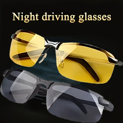 Ultralight Aurora Night Vision Driving Glasses Suitable for Men and Women-Anti-Glare, Half-Frame Design Ensures Safe Vision at Night