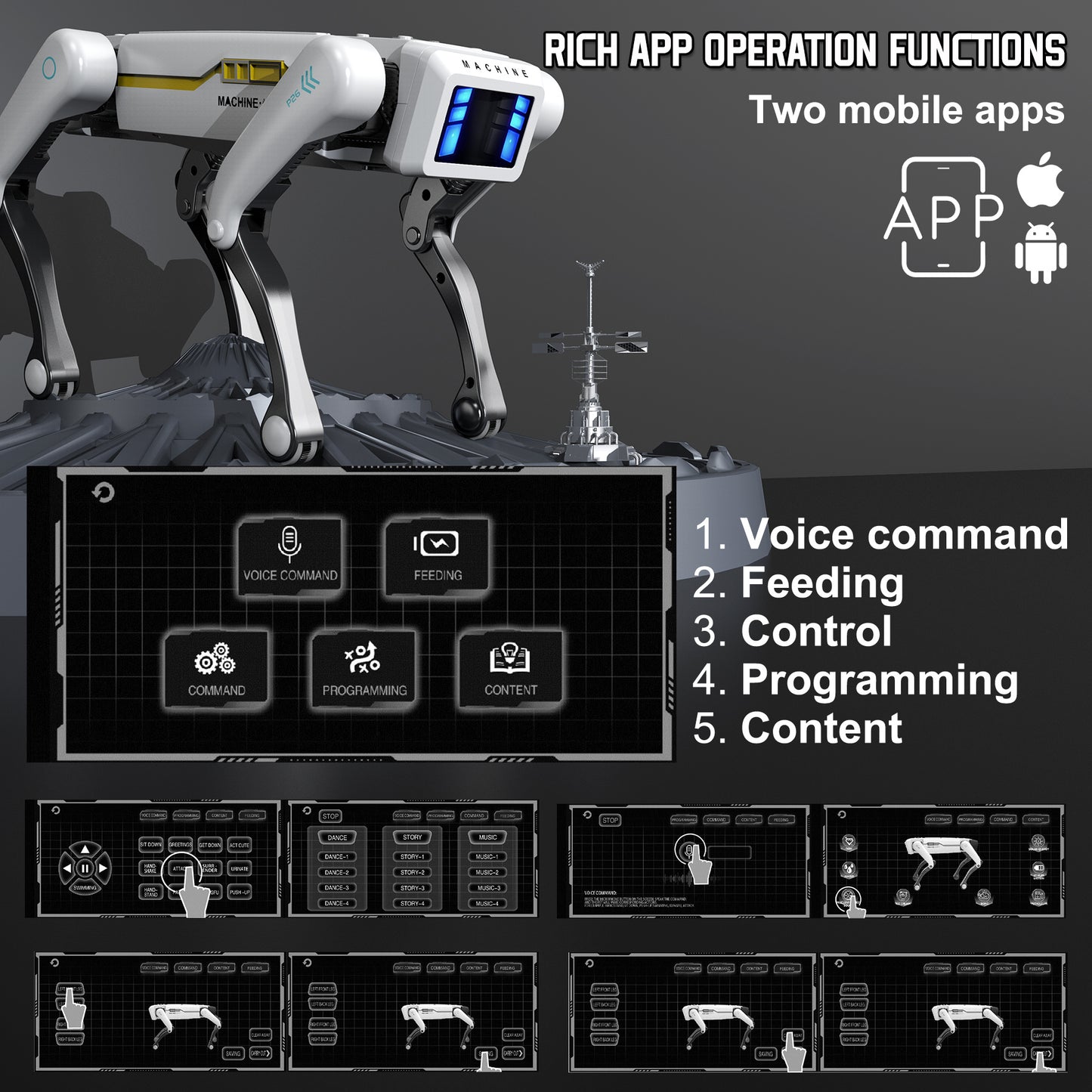 Intelligent Robot Dog - Remote Control, Special Effects Robot Dog, Dancing, Multi-Functional, Intelligent Programming Companion Toy Christmas gift New Robot Dog, Wireless Remote Control Dog, AI Voice Control Can Be Connected
