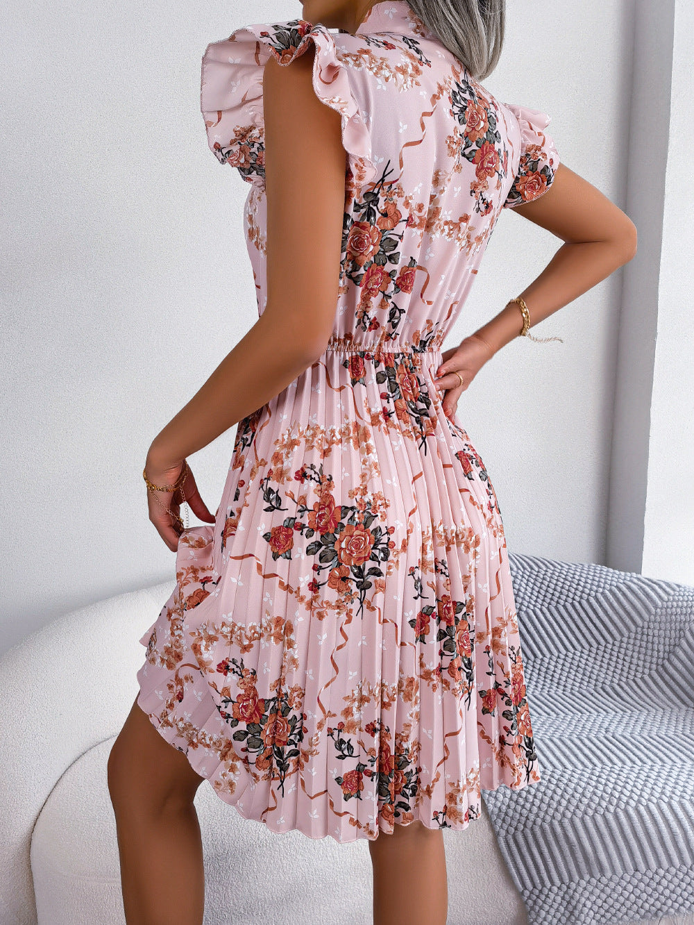 Women'S 2026 Spring Summer Elegant Floral Tie Waist Maxi Flare Pleated Dress | Lightweight, Breathable, Soft, Comfortable, Versatile, Casual Party Dating Daily Going Out Dress, Sleeveless, Crew Neck, Regular Fit