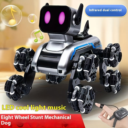 8WD Robot Dog, Dual-Electric Dual-Control, Intelligent Mechanical Dog with Swing Arm, Deformation, Climbing Car, USB Charging, Infrared Sensor, Rechargeable Battery, ABS Material, for Pets & Children, Holiday Gift Idea