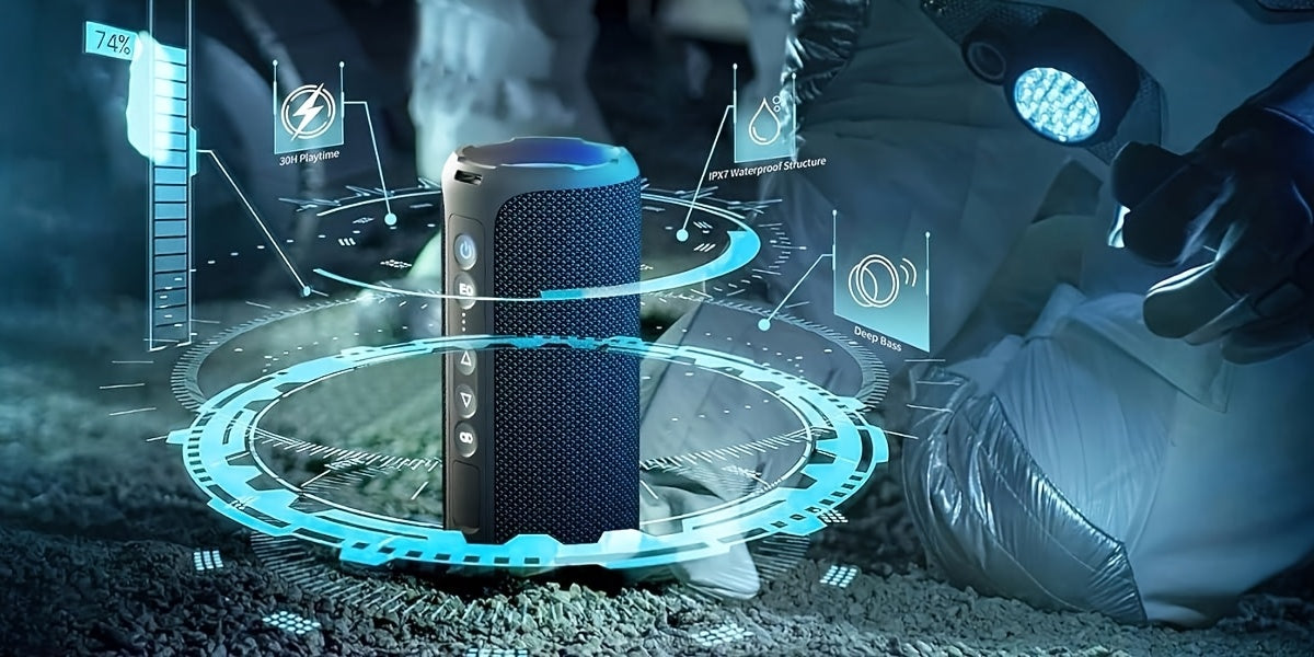 Ortizan Wireless Speakers, 40W Loud Sound, Wireless Stereo, IPX7 High Quality, Extra Bass, LED Light, BT5.3, Portable Compact Speaker for Shower, Outdoor, Beach, Home, Party. Gifts for Men And Women., Outdoor Speaker, Shower