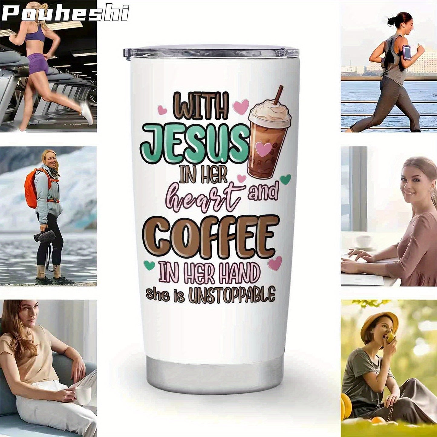 1pc 20oz -Themed Stainless Steel Water Cup with Straw Lid - 3D Printed Christian Inspirational Bible Verse Tumbler, Leakproof & -Slip Grip, Reusable Insulated Design for Hot/Cold Drinks, Faith-Based Gift for Christmas, Easter