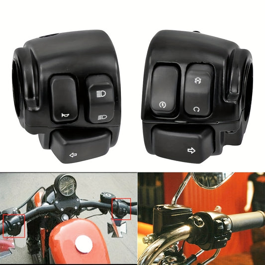 Set of Two Motorcycle Handlebar Switches And Wiring Harness Compatible with Dyna Sportster 883 1200 XL V-Rod Models from 1996 to 2012 - Easy to Install And Enhance (Available in Black / Chrome)