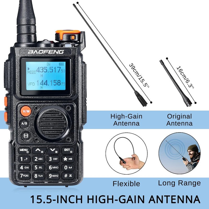 BAOFENG K6 Tri Band Handheld Ham Radio Full Kit 5W Two Way Radio UHF VHF 1 25M NOAA FM Air Receiver 2600mAh Battery Type C Charging Speaker Mic Programming Cable Chirp Compatible 2 Packs