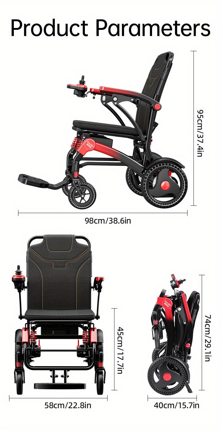 Load Capacity 350 Pounds, Frame 16.8kg, 15-17 Miles Long Battery Life Upgrade Smart Electric Wheelchair, Adult Electric Wheelchair Scooter, Light Step Folding, Put Into The Trunk, Removable Lithium Battery, Suitable For Trave