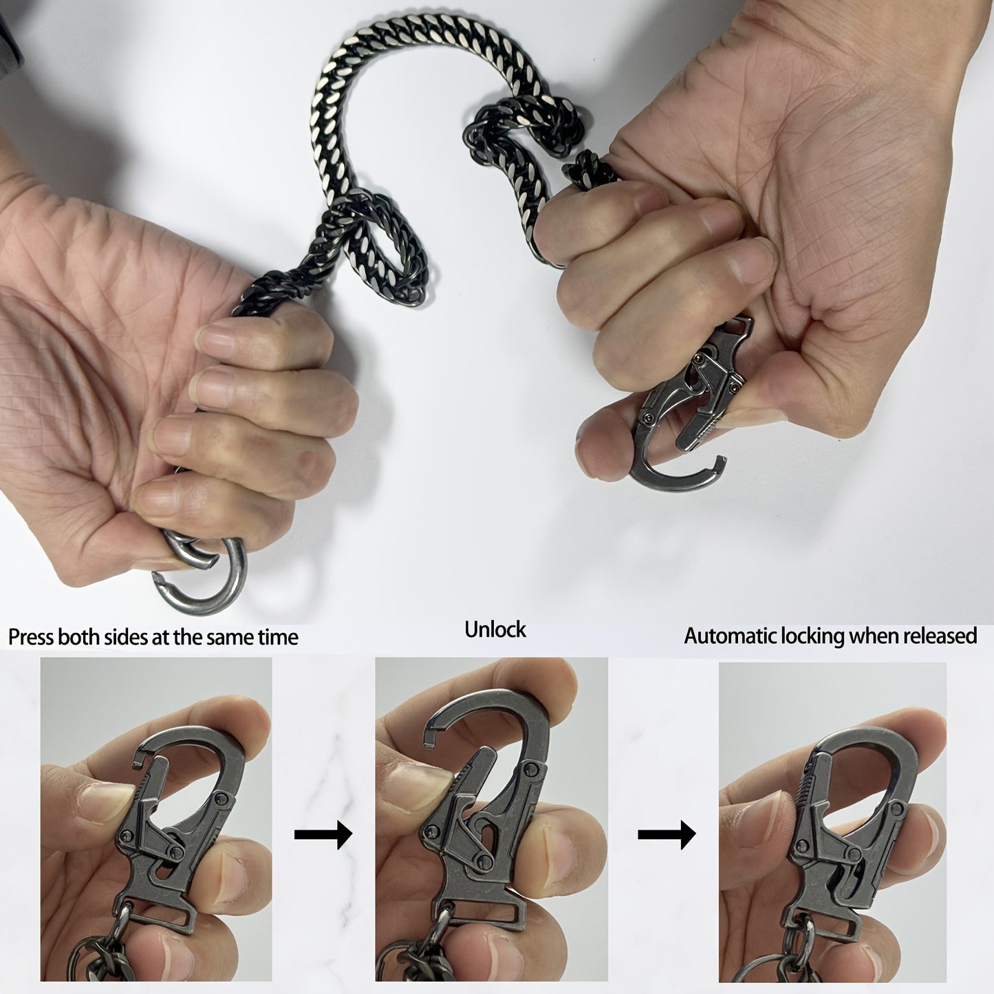 Ahiller Business Style Wallet Chain, Hip Hop Style Keychain - Dual Lock Security Design, Outdoor Camping, Traveling Accessory for Motorcycle/Daily Use with Scratch Resistant Coating, Men's EDC Carrying Gear Chain, Perfect Gif