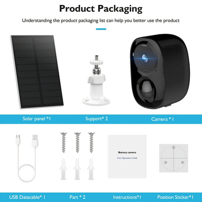 4pcs/6pcs/8pcs Black Solar Powered 4K Wireless Outdoor Security Surveillance Camera, Artificial Intelligence Motion Detection, Two-way Voice Call, Color And Infrared Night Vision,.
