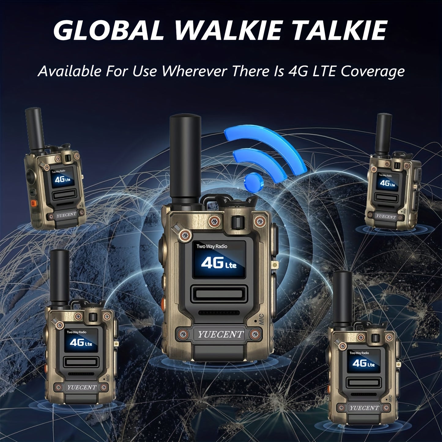 YUECENT Global Walkie-Talkie - supports mobile phone intercom, one-click group calling on mobile phone, fast and convenient, 4G PTT PoC, unlimited range, nationwide long-distance two-way radio, suitable for hunting, outdoor c