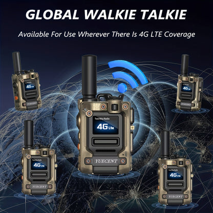 YUECENT Global Walkie-Talkie - supports mobile phone intercom, one-click group calling on mobile phone, fast and convenient, 4G PTT PoC, unlimited range, nationwide long-distance two-way radio, suitable for hunting, outdoor c