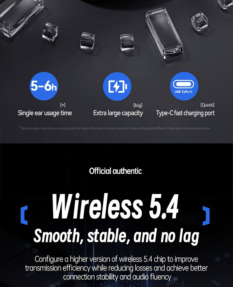 TWS Wireless Headphones with Noise Cancelling for Calls, Sports & Running In-Ear Design, Lightweight Touch Control, Long Battery Life, HIFI Sound, Compatible With Mobile Phones, Tablets, And Laptops With Charging Case