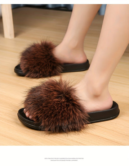 Women's Fashionable and Elegant Plush Slippers, EVA Sole with Soft Plush Surface, Comfortable and Easy to Wear, Suitable for Indoor and Outdoor Use