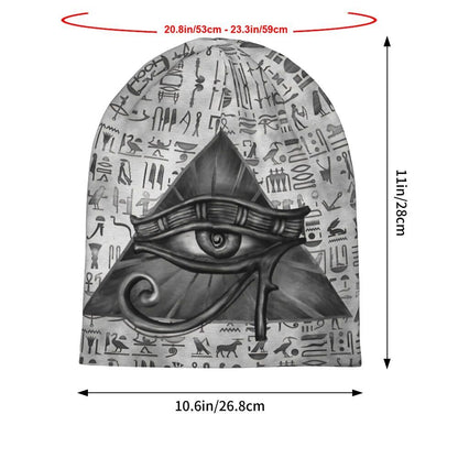 1pc BIIHUDU Unisex Egyptian Eye of Horus Beanie - Funky Style Knit Fabric Hat with Elastane and Polyester, Soft No-Brim Bonnet