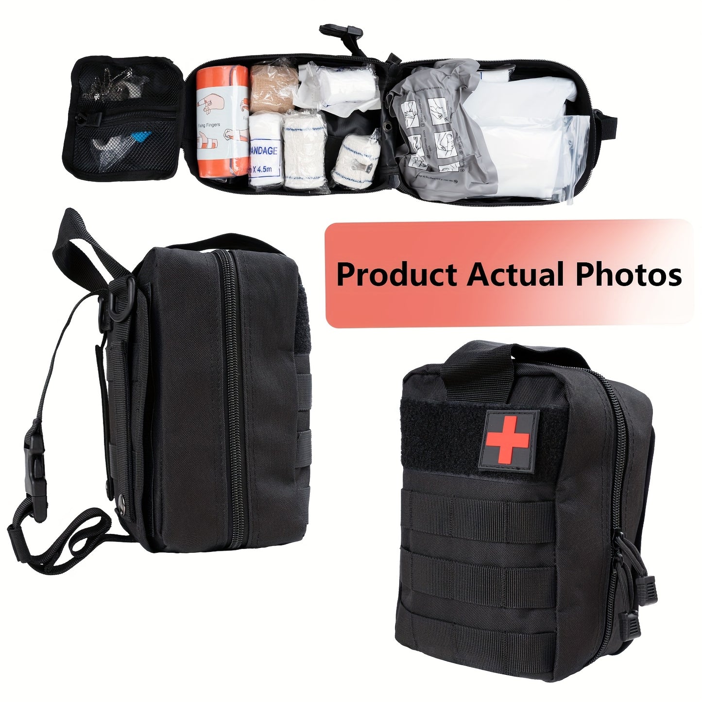 363pcs Portable First Aid Kits, Essential First Aid Kits for Emergencies, Suitable for Families, Cars, Camping, And Hiking, Best for Christmas, Perfect for Thanksgiving, Without Battery
