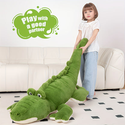 60inch Giant Crocodile Stuffed Animal | Soft Toy Alligator Large Cute Huge Jumbo Big Size Kawaii Fluffy Fat Plushie, Green Knit Fabric, Ideal Gifts for Kids Boys Girls Birthday, Halloween, Christmas, Valentine'S Day.