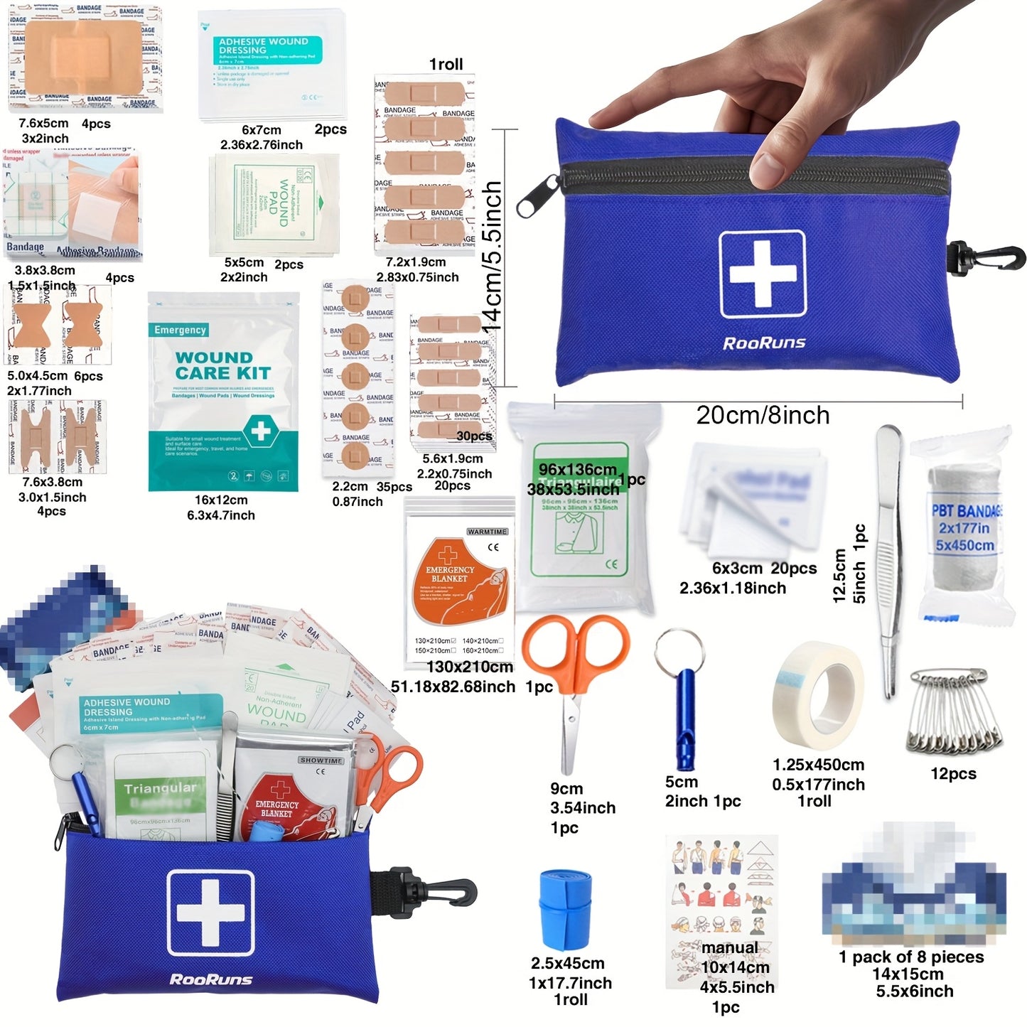 358pcs/153pcs Ultimate Tactical First Aid Kit With IFAK Pack - All-in-One Emergency Supplies, Portable & Durable Orange/Red/ Outdoor Kit With Tweezers, Fracture Splint, Whistle, Scissors & More For Hiking, Camping, Hunting, C