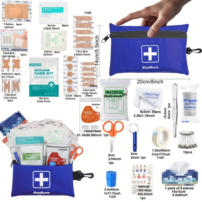 358pcs/153pcs Ultimate Tactical First Aid Kit With IFAK Pack - All-in-One Emergency Supplies, Portable & Durable Orange/Red/ Outdoor Kit With Tweezers, Fracture Splint, Whistle, Scissors & More For Hiking, Camping, Hunting, C