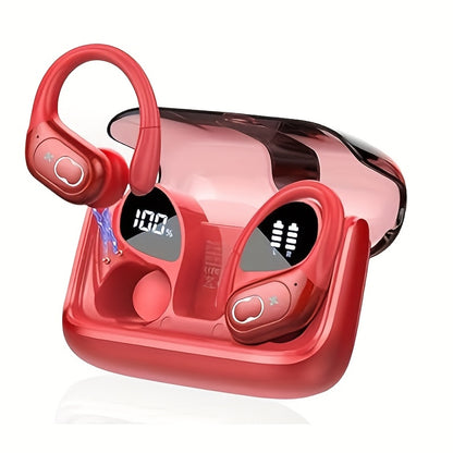 2025 New HD65 Endurance Wireless Headphones Aptkdoe Sports Cordless Headphones, Wireless 5.3 Headphones, 50H Stereo HD Microphone, LED Display, Sports/running Hook Cordless Headphones, Long Life, Intelligent Noise Reduction