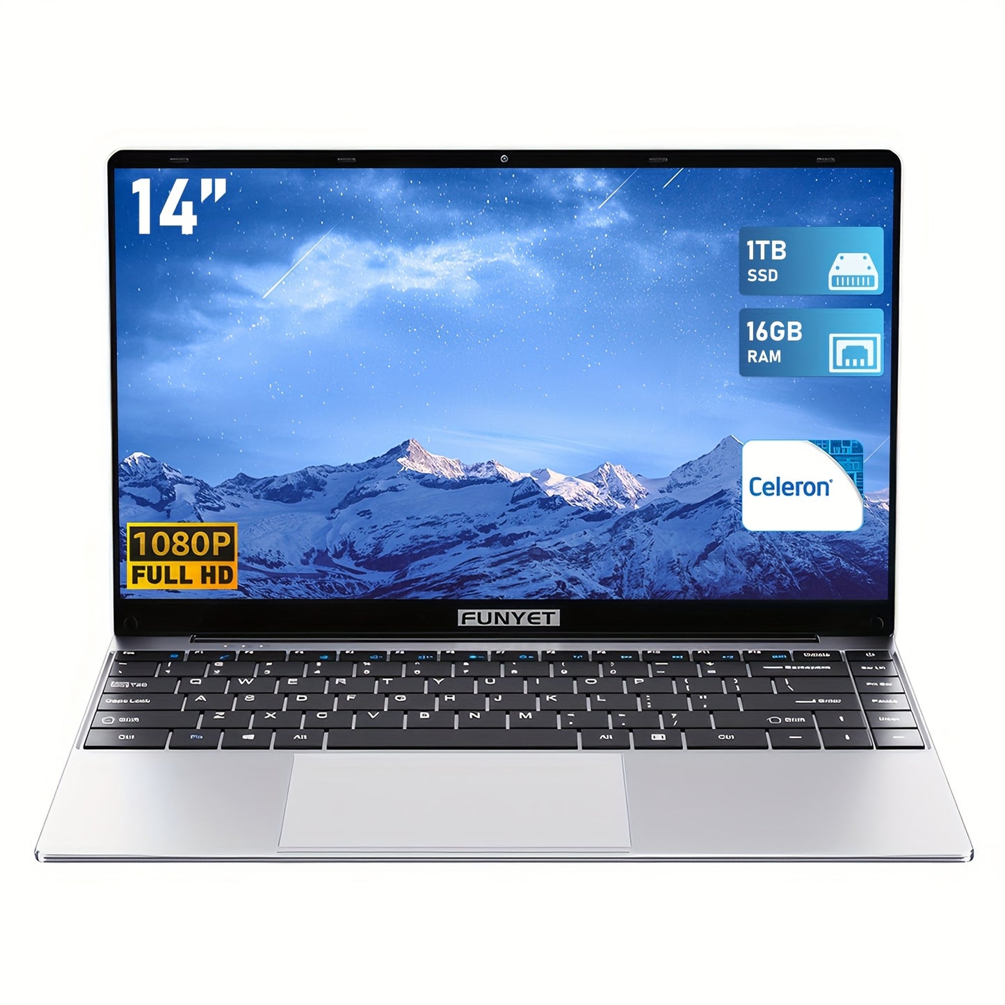 FUNYET Laptop Computer, Gaming Laptops 2026, Lap Top PC , 8GB/16GB RAM 256GB/512GB/1TB SSD, N5095 Processor(up to 2.9 GHz), FHD 1920 x 1080