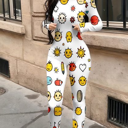 Casual Fashionable Sexy Long Sleeved Tight Fitting Jumpsuit Autumn Women's Trendy Jumpsuit Women's Clothing