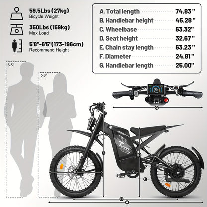 Adult Electric Bike with 48V 30AH Removable Battery - 80-Mile Range, 19MPH High-Speed, 4-Mode (Pedal, Bike, Walking, Throttle) - Heavy-Duty Alloy Steel Frame, Disc Brakes, 500W-740W Motor - Men & Women's All-Terrain E-Bike fo