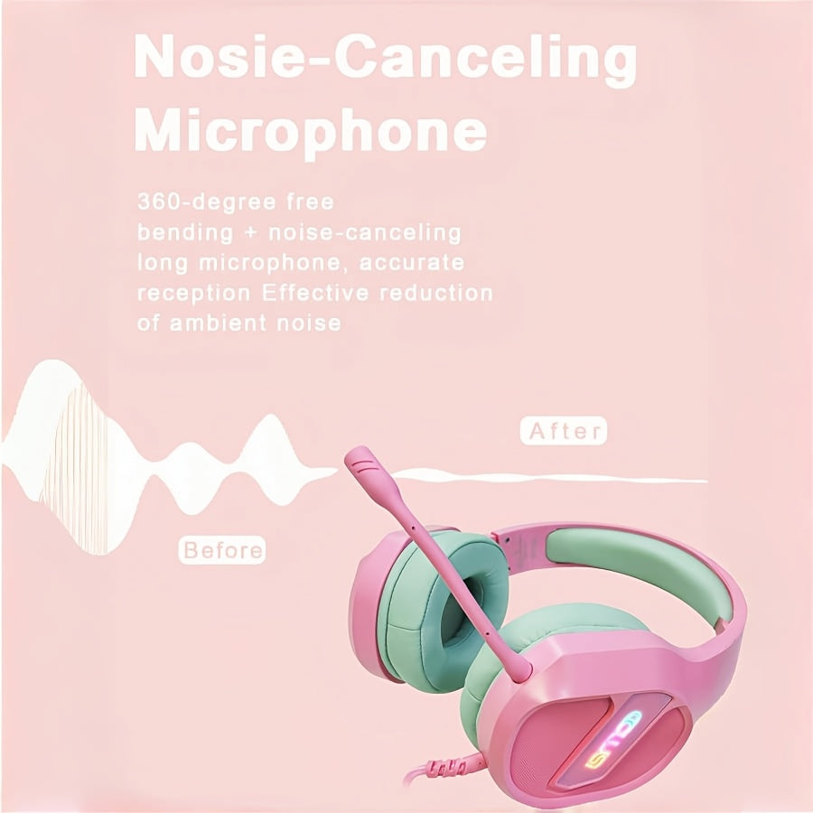 Colusi Wired Gaming Headset with Microphone, PS4/PS5/Xbox/Switch/Laptop Compatible, Low Latency Surround Sound, Noise Isolating Closed-Back Headphones, - Plug & Play, Volume Control & Adjustable Headband for PC Gaming