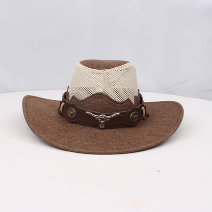 1pc Western Cowboy Hat - Lightweight Wide Brim Sun Protection, /BrownRed, for Western, Festival, Everyday, Themed Parties - Unisex Cowboy Hat for Men & Women - Ideal Western Costume Accessory Gift, Festival Gear