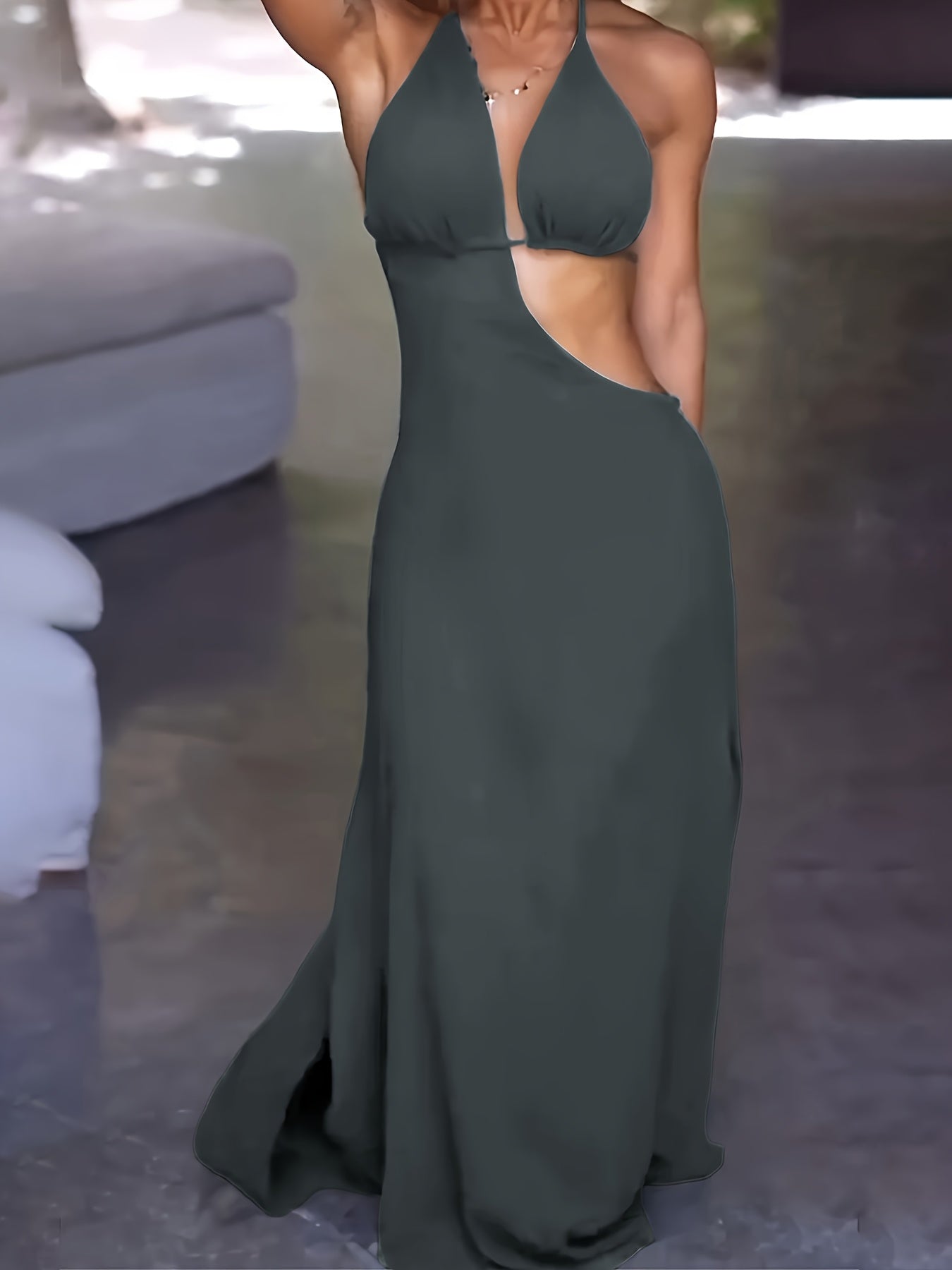 [Sexy Backless Dress] New European and American Cross-Border Sexy Halter Neck Backless Dress