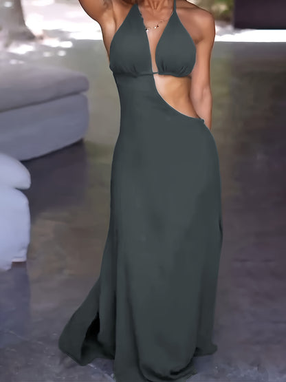[Sexy Backless Dress] New European and American Cross-Border Sexy Halter Neck Backless Dress