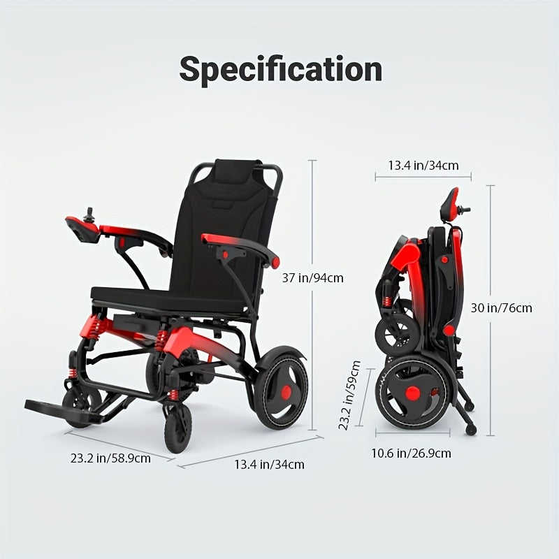 Electric Wheelchair For Seniors, 500W High Power, 30+ Miles Long Range, Foldable, EABS Braking