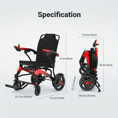 Electric Wheelchair For Seniors, 500W High Power, 30+ Miles Long Range, Foldable, EABS Braking