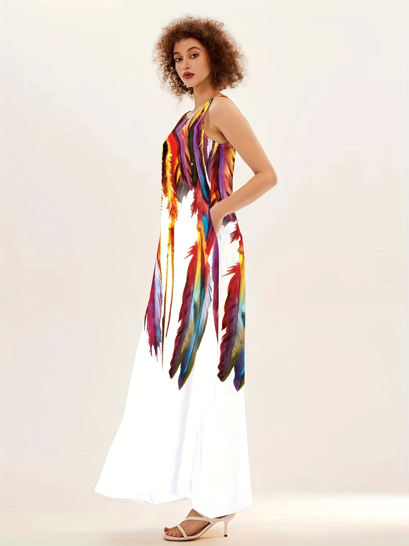 Casual Stylish Long Dress with a V-Neck, Flared Hem, And Pockets for Women