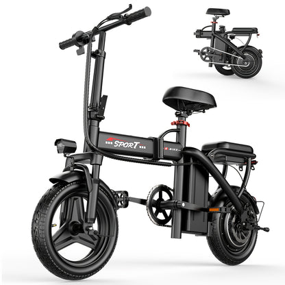 Folding Electric Bicycle, Peak Power 500 Watts, 25 Miles/ Per Hour Brushless Motor, 14-inch Tires, 48-volt 10 Ampere-hour Detachable Battery, Adult Electric Bicycle, Electric Bicycle, Suitable For Urban Commuting, Is The Best