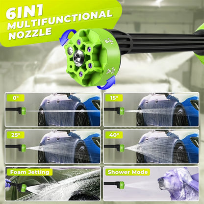 Cordless High-pressure Car Wash Water Gun, 6-in-1 Nozzle And Bucket, Portable High-pressure Electric Car Wash Machine for Car, Courtyard, Garden And Outdoor Cleaning, Garden Cleaning Tool, Multi-functional Cleaning Tool, Car