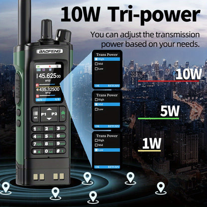 BAOFENG UV-32 Long Range Walkie Talkie, Dual-Purpose Radio GPS 10W Long Range Handheld NOAA Weather Receiver Rechargeable Dual-Purpose Radio with GPS, AM, Copy Frequency, USB-C Rechargeable Battery for Camping and Hiking, Two