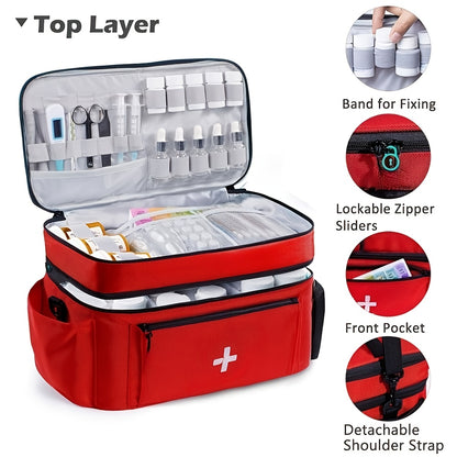 1pc Medical First Aid Kit, Multi-Pocket Medical Travel Bag, First Aid Supplies Storage Bag. Suitable for Storing Outdoor Sports Medical First Aid Supplies And Carrying First Aid Items When Traveling, Best for Christmas, Perfe