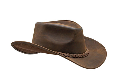 Men & Women Brown Genuine Leather Western Cowboy Hat – Classic Outdoor Riding & Ranch Style Headwear for Travel, Festivals, Horseback Riding, Camping, Hiking & Country Events – Perfect Gift for Thanksgiving, Christmas, Ne